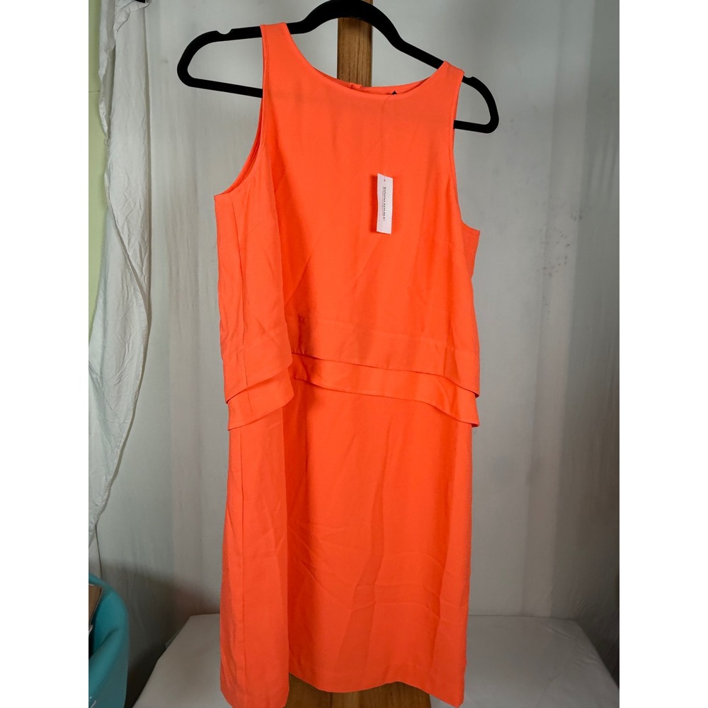 Banana Republic Neon‎ Orange Tiered Sleeveless Sheath Dress 6 Tall 288532-01-1